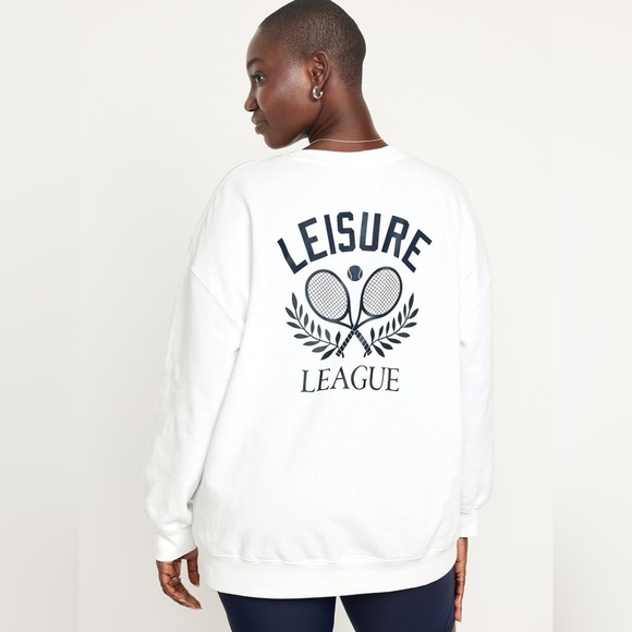 Old Navy Oversized Tunic Crewneck Sweatshirt White - Picture 1 of 12